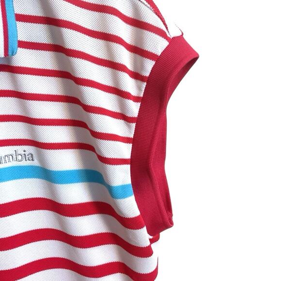 Columbia Shirt Womens L Red White Sleeveless Button Front Collared Lightweight - Picture 5 of 11